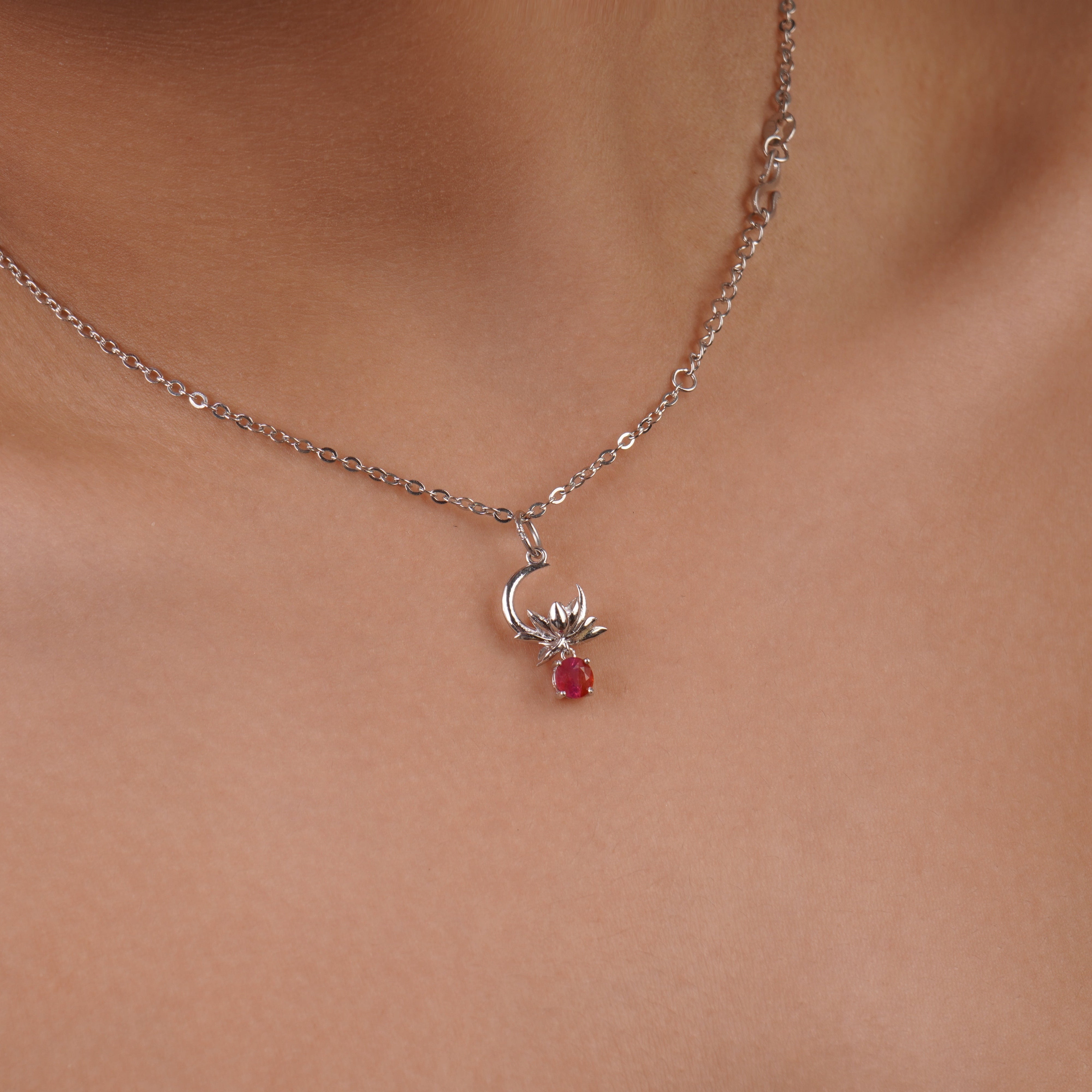MIST - Moonlit Lotus Pendant (Ruby Version)