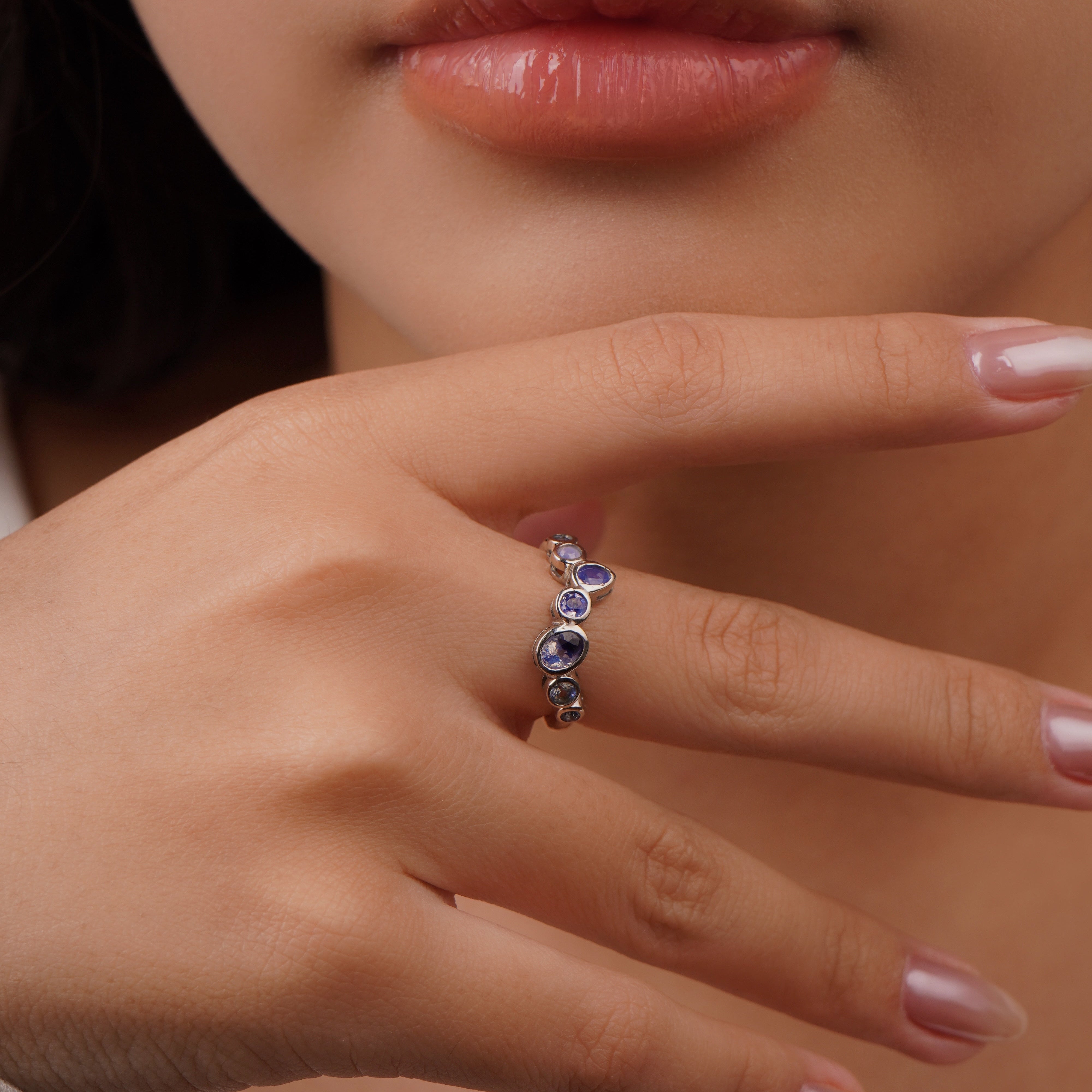 Shape of Water Ring – Blue Sapphire Version