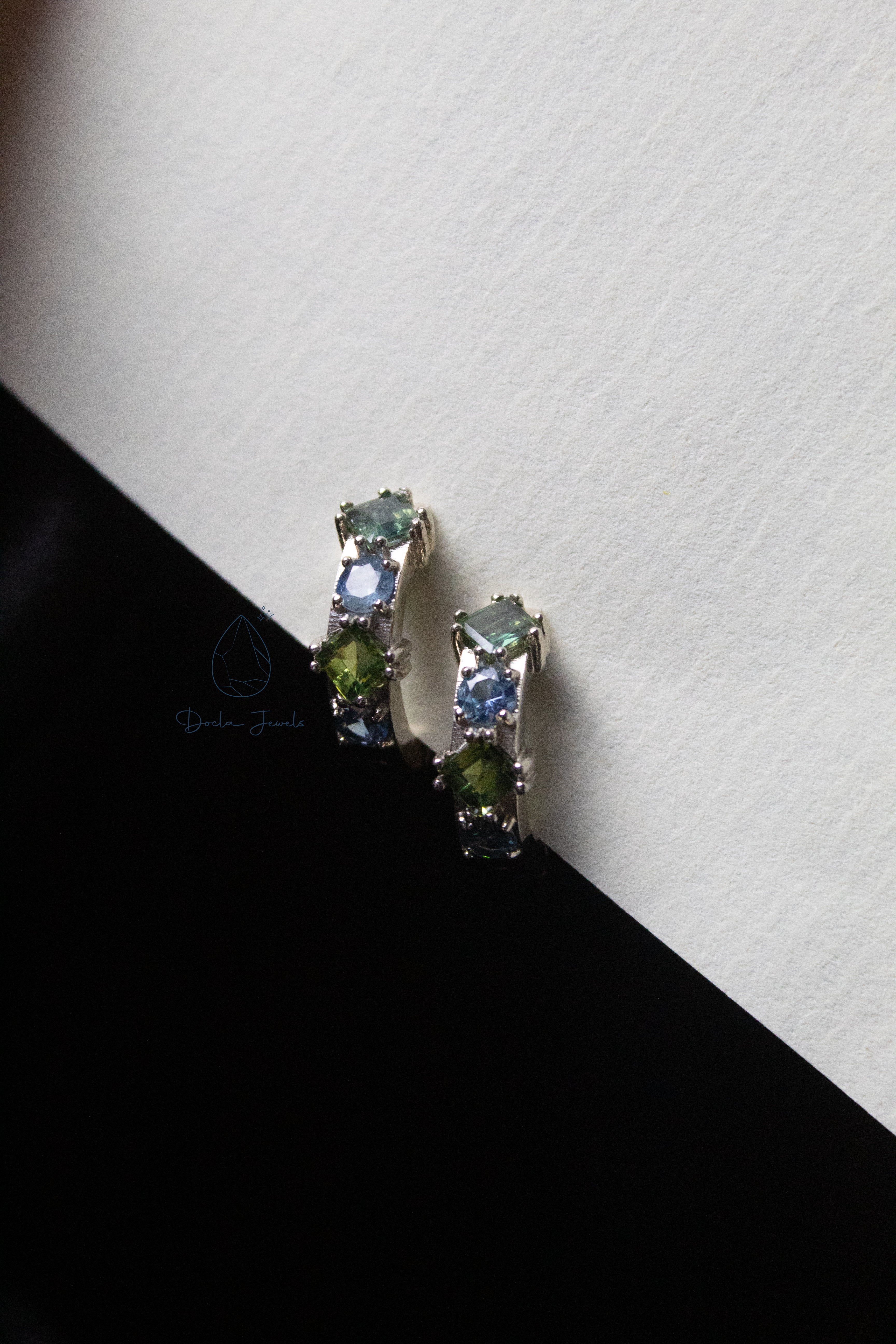 Sapphire Bi-color Hoop Earrings