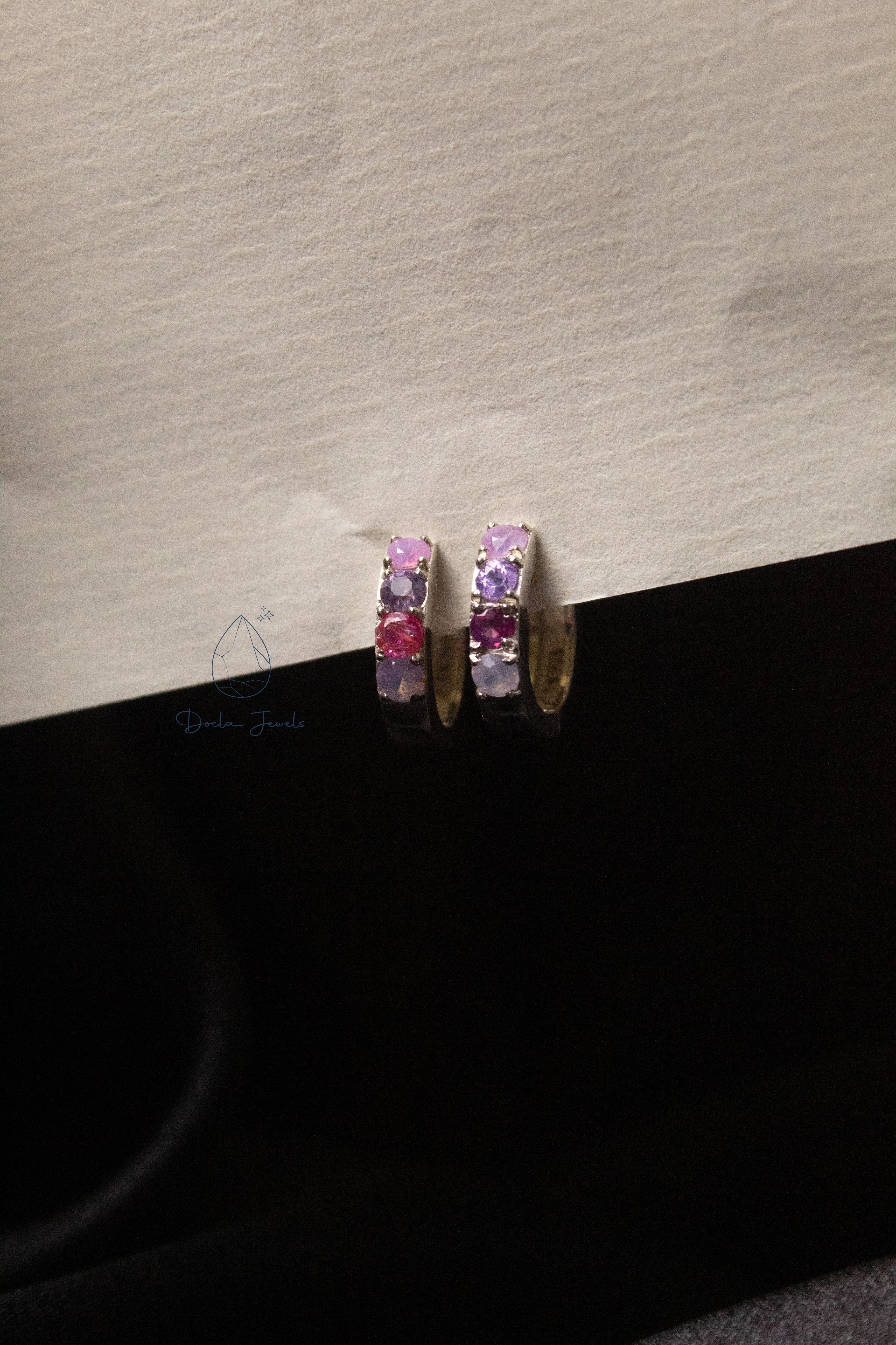 Sapphire Bi-color Hoop Earrings