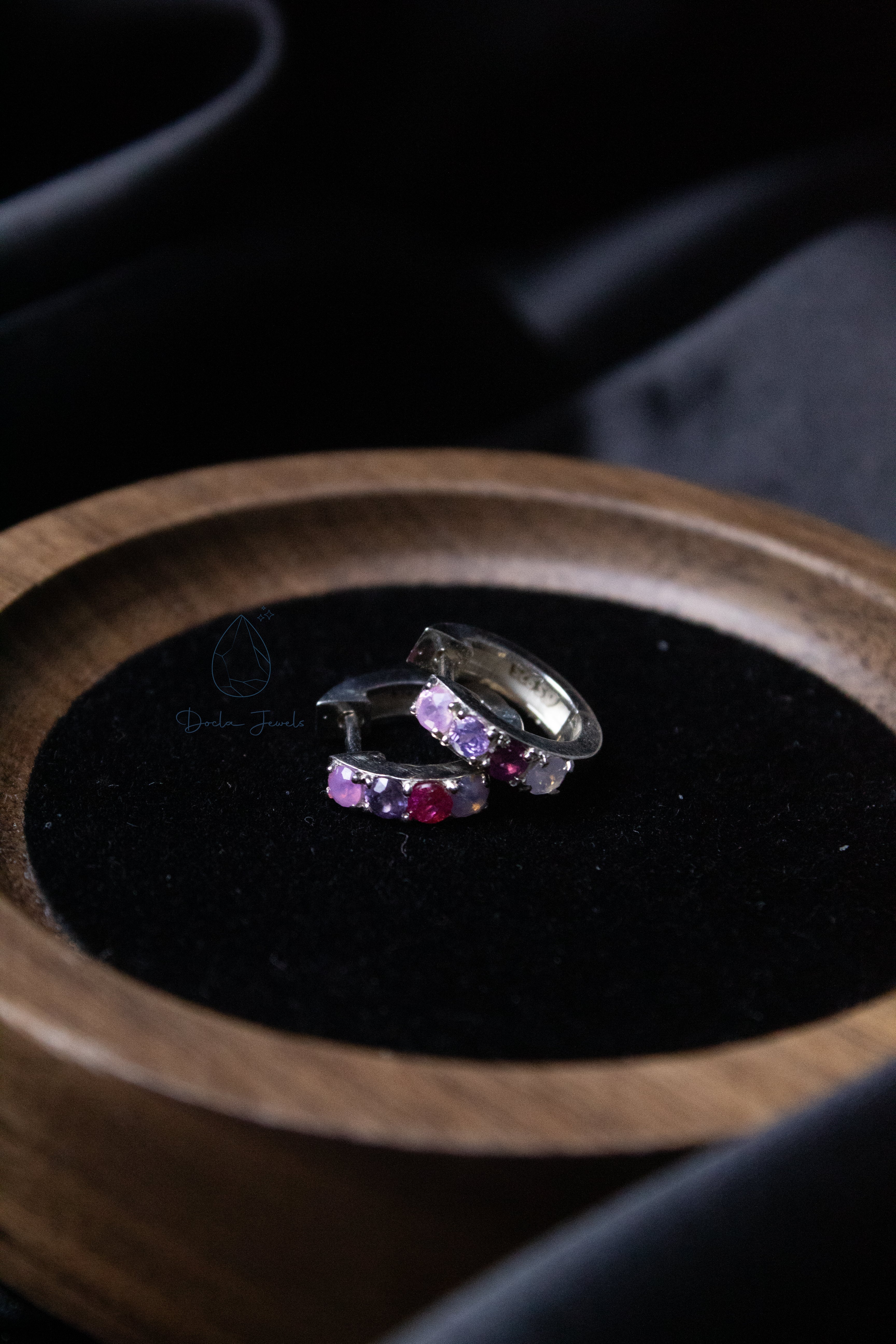 Sapphire Bi-color Hoop Earrings