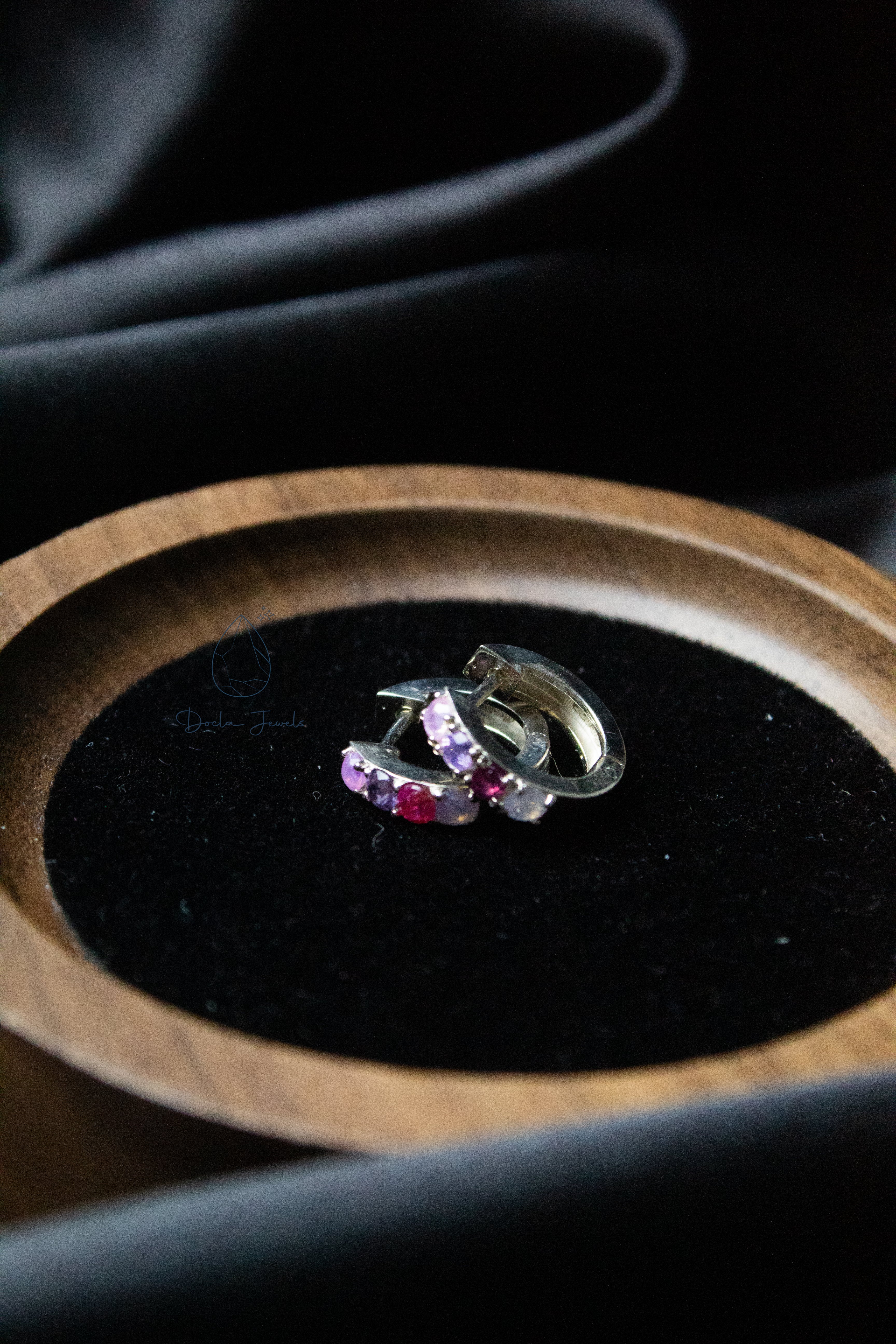 Sapphire Bi-color Hoop Earrings