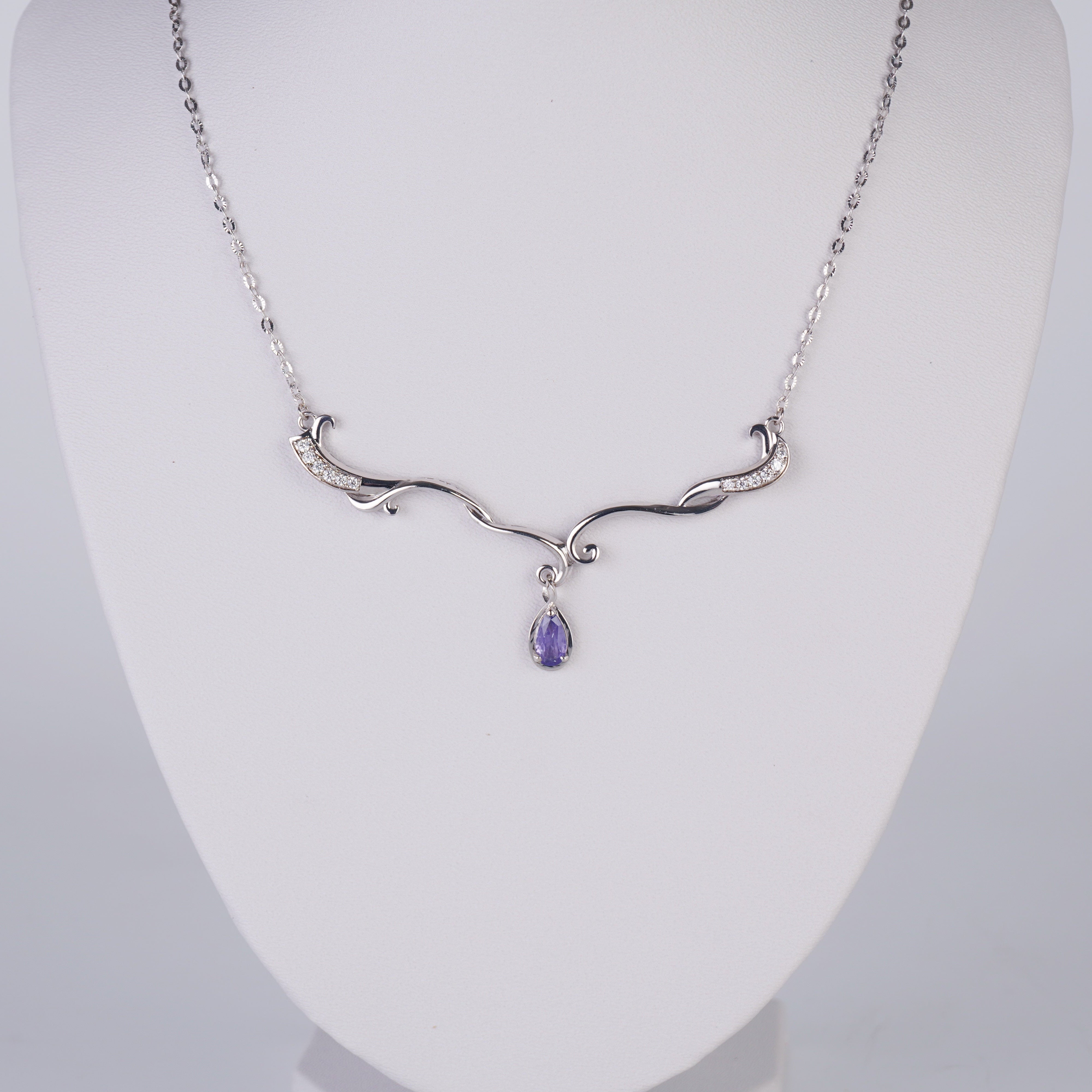 MIST -  Purple Silver Silk Necklace