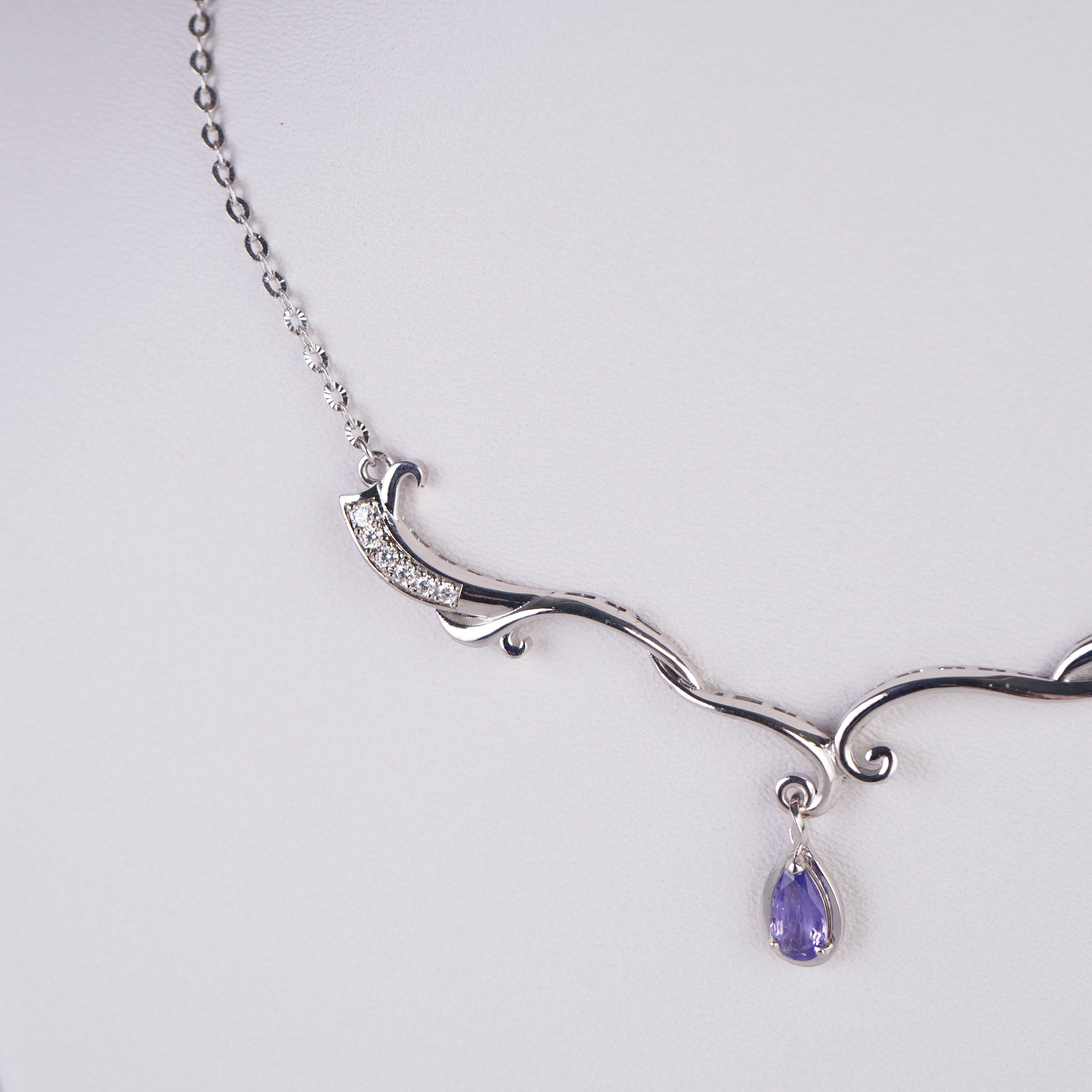 MIST -  Purple Silver Silk Necklace