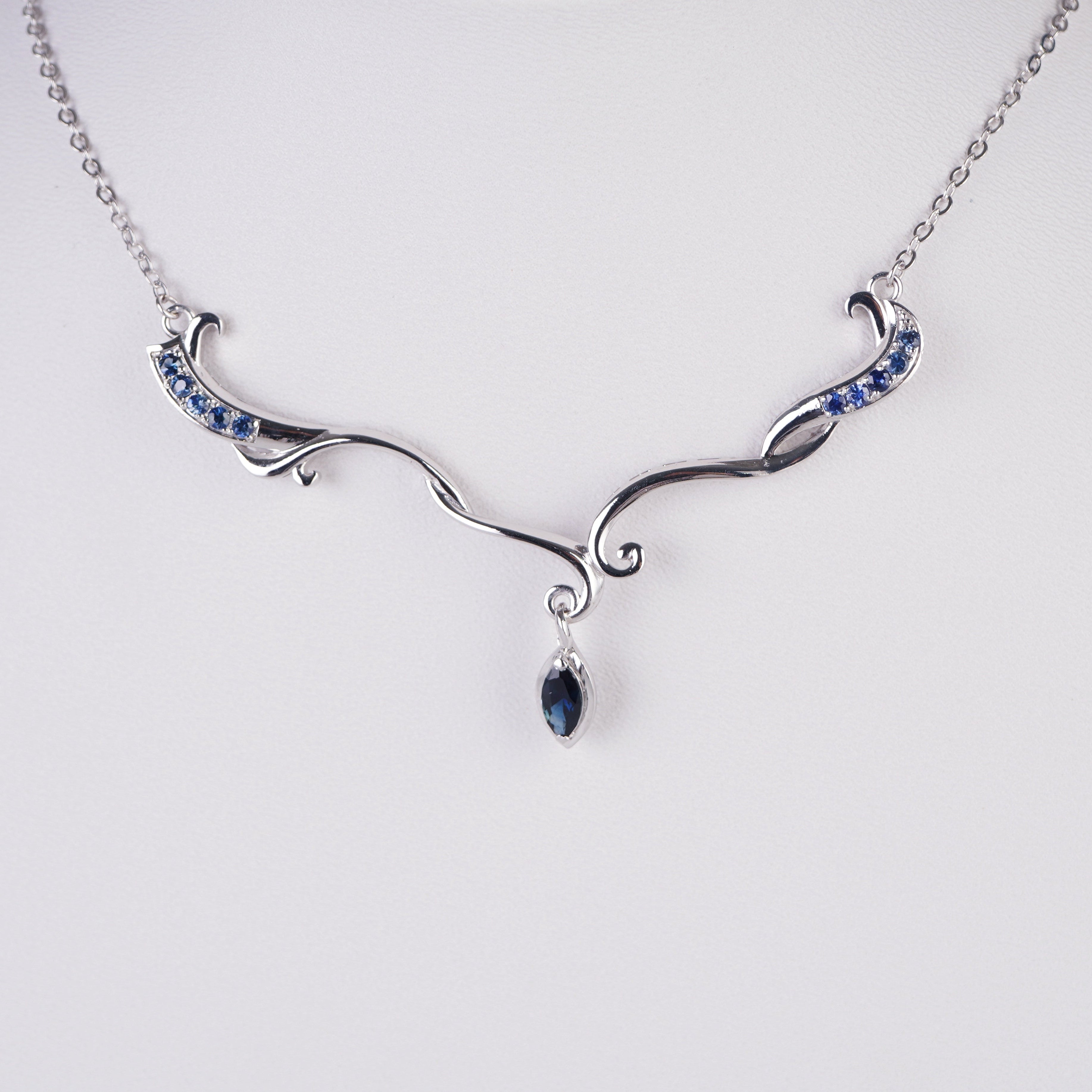 MIST - Blue Silver Silk Necklace