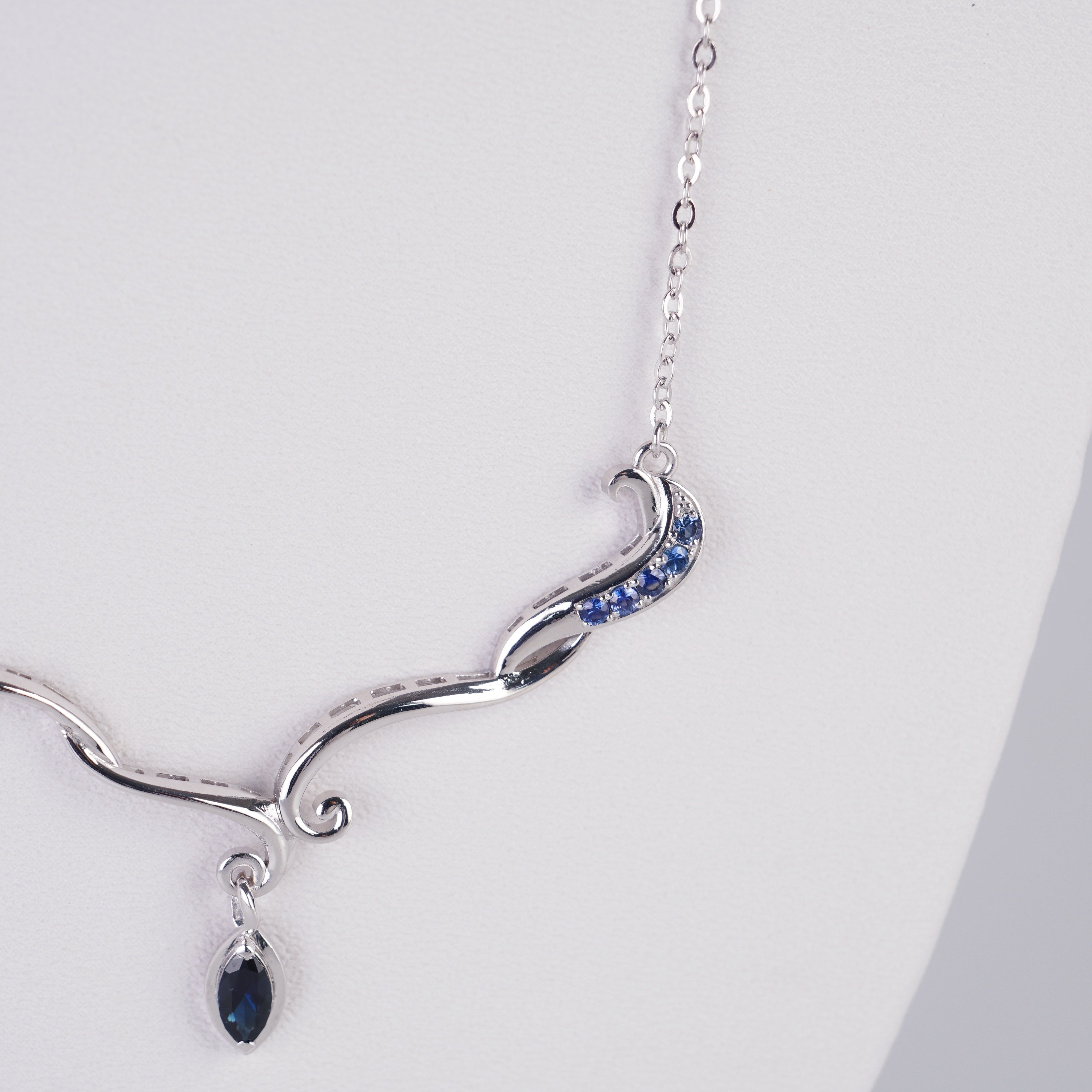 MIST - Blue Silver Silk Necklace