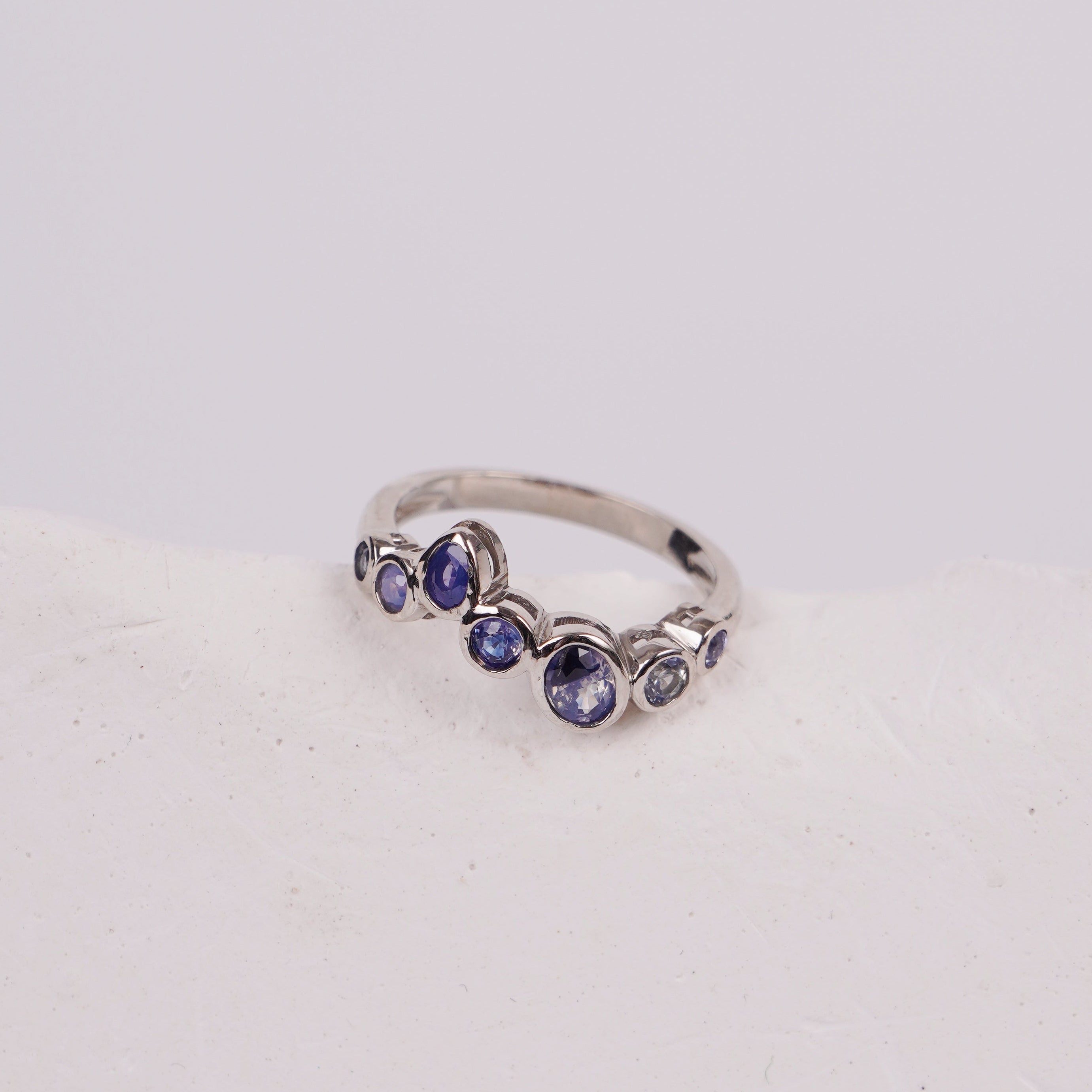 Shape of Water Ring – Blue Sapphire Version