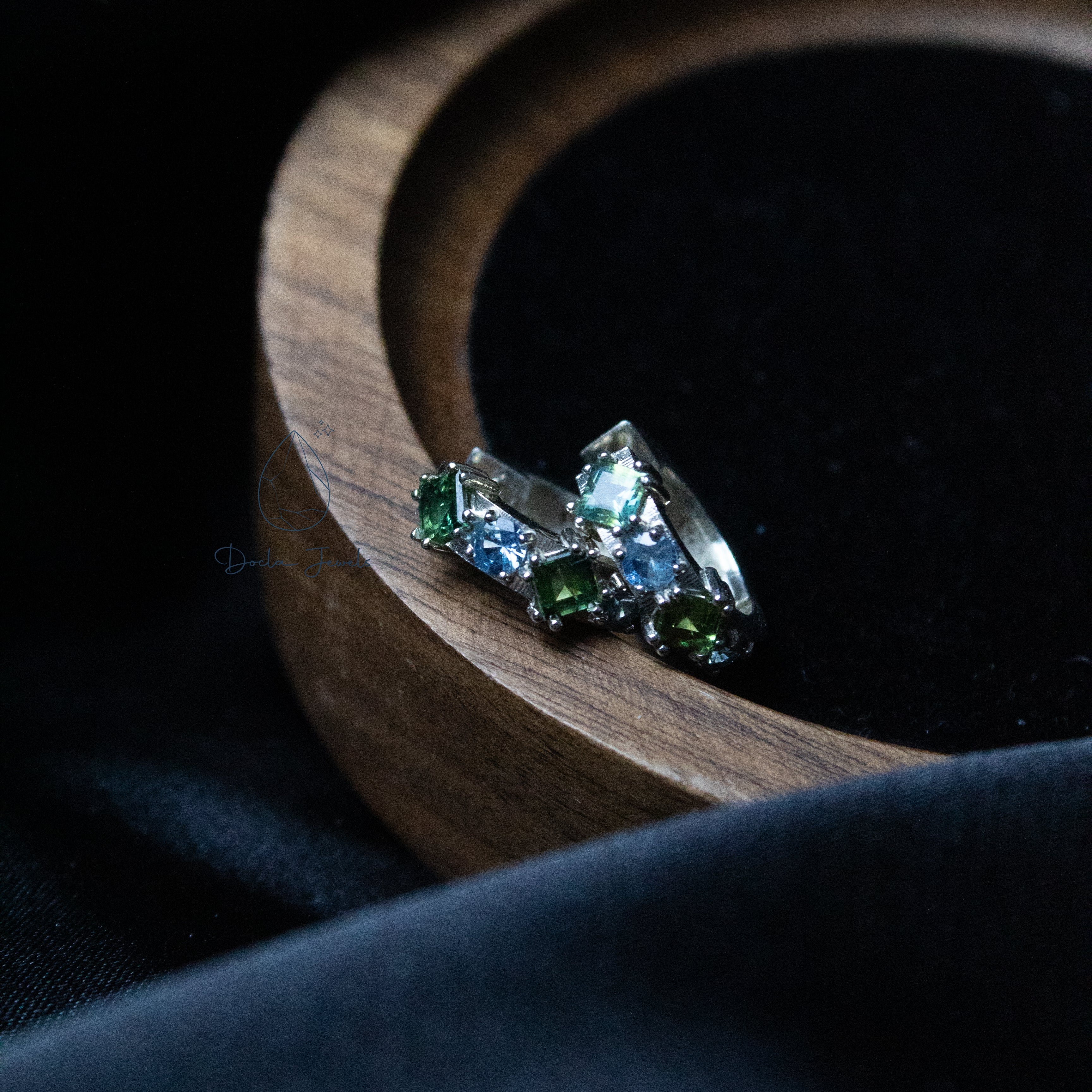 Sapphire Bi-color Hoop Earrings