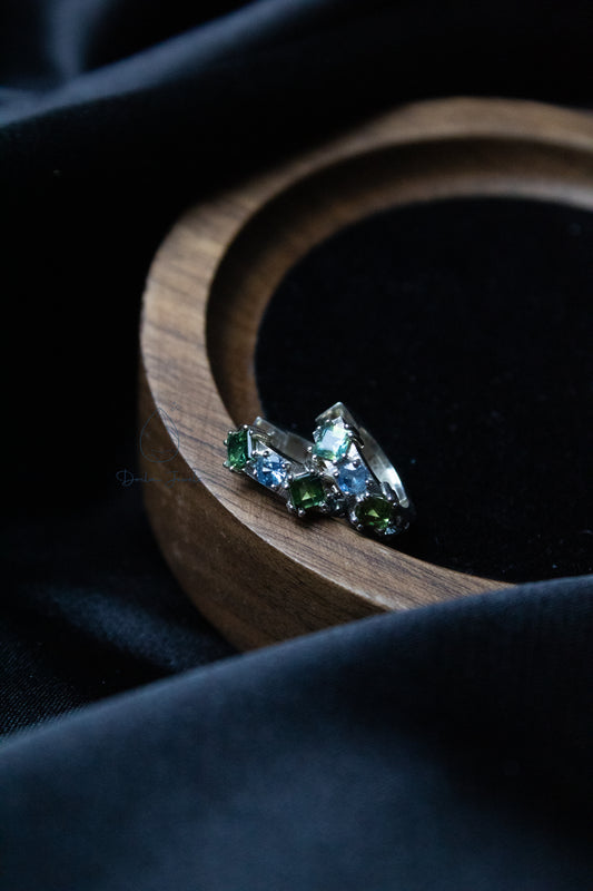 Sapphire Bi-color Hoop Earrings