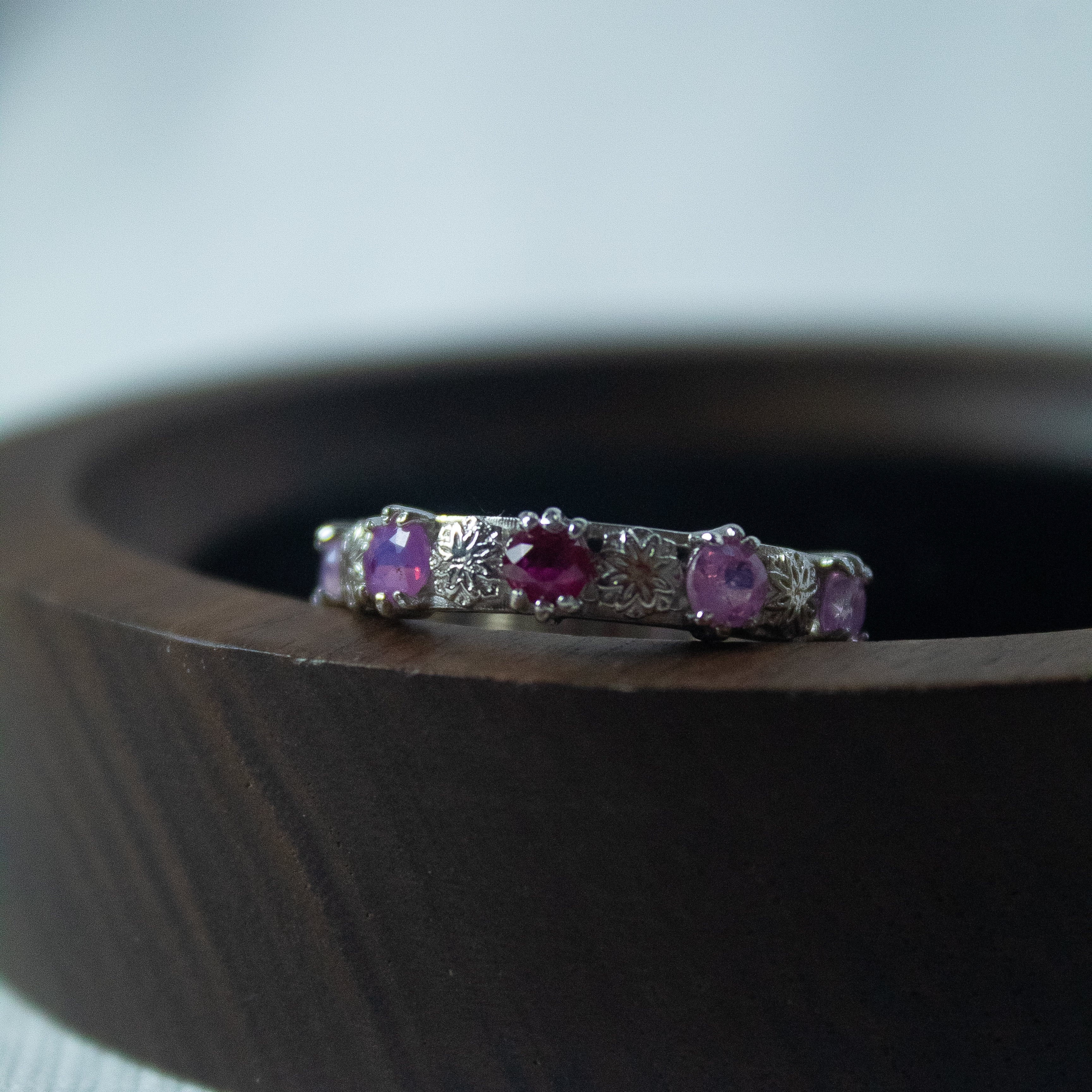 Enchanting Ruby Ring with Vintage Carving